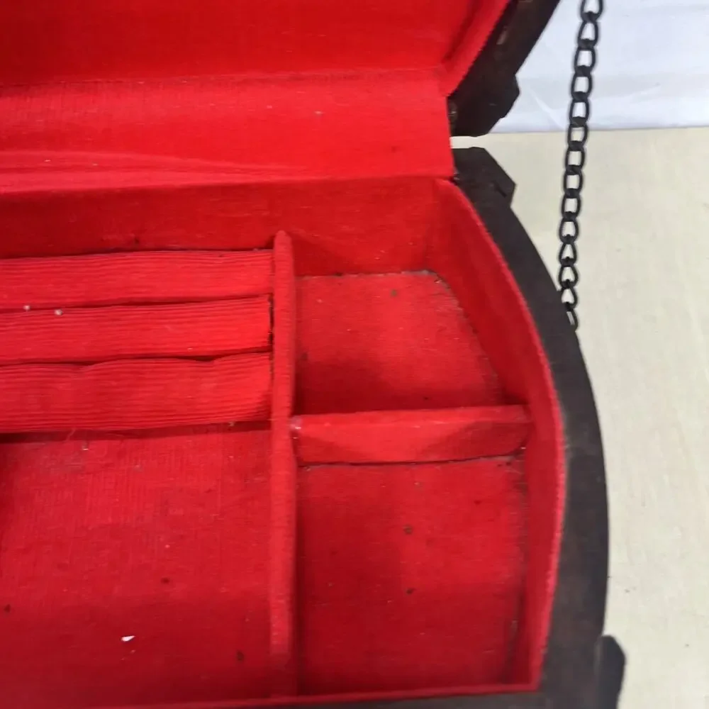 Vintage S. Sper Bijou Valet Jewelry Box Wooden Red Interior